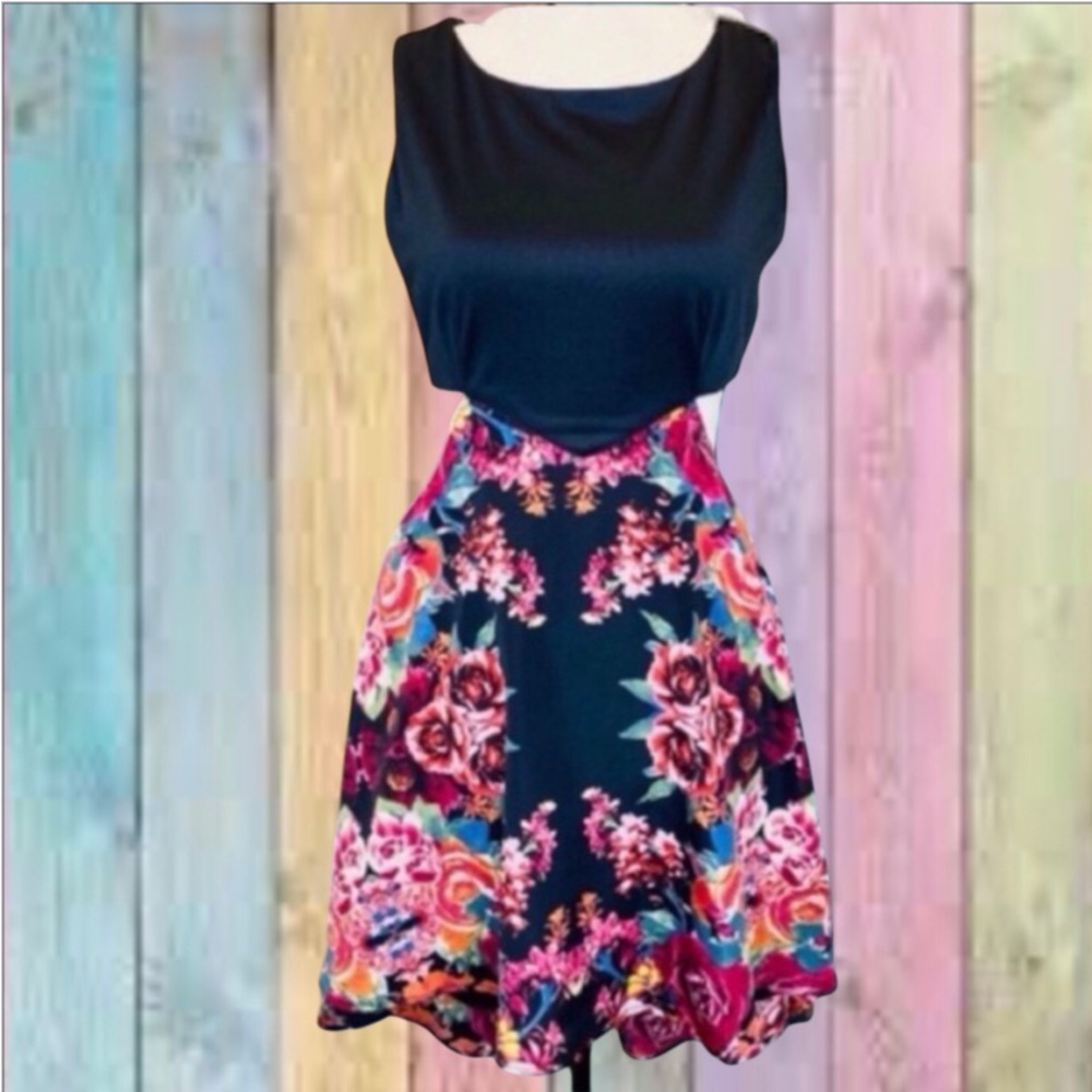 Material Girl Black Floral High Low Lined Dress
